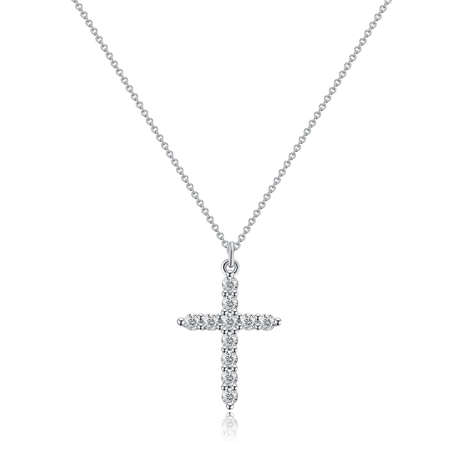 Sterling Silver full Diamond Cross Necklace