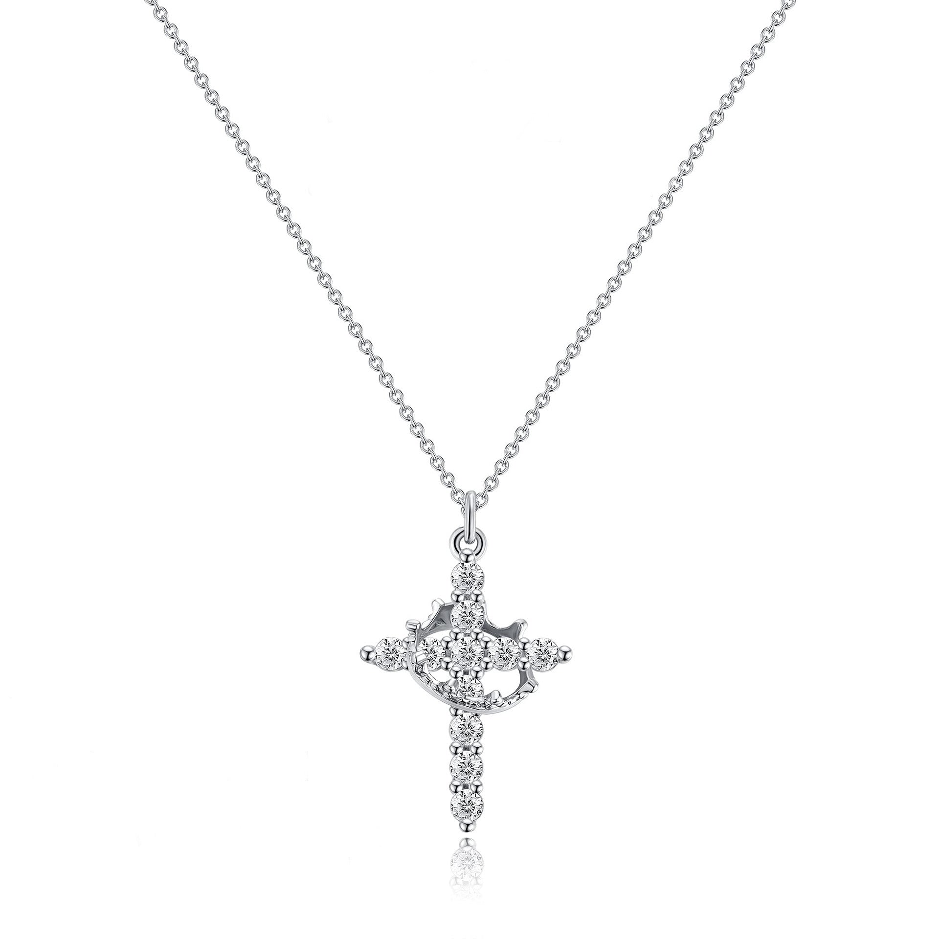 Sterling Silver full Diamond Cross Necklace