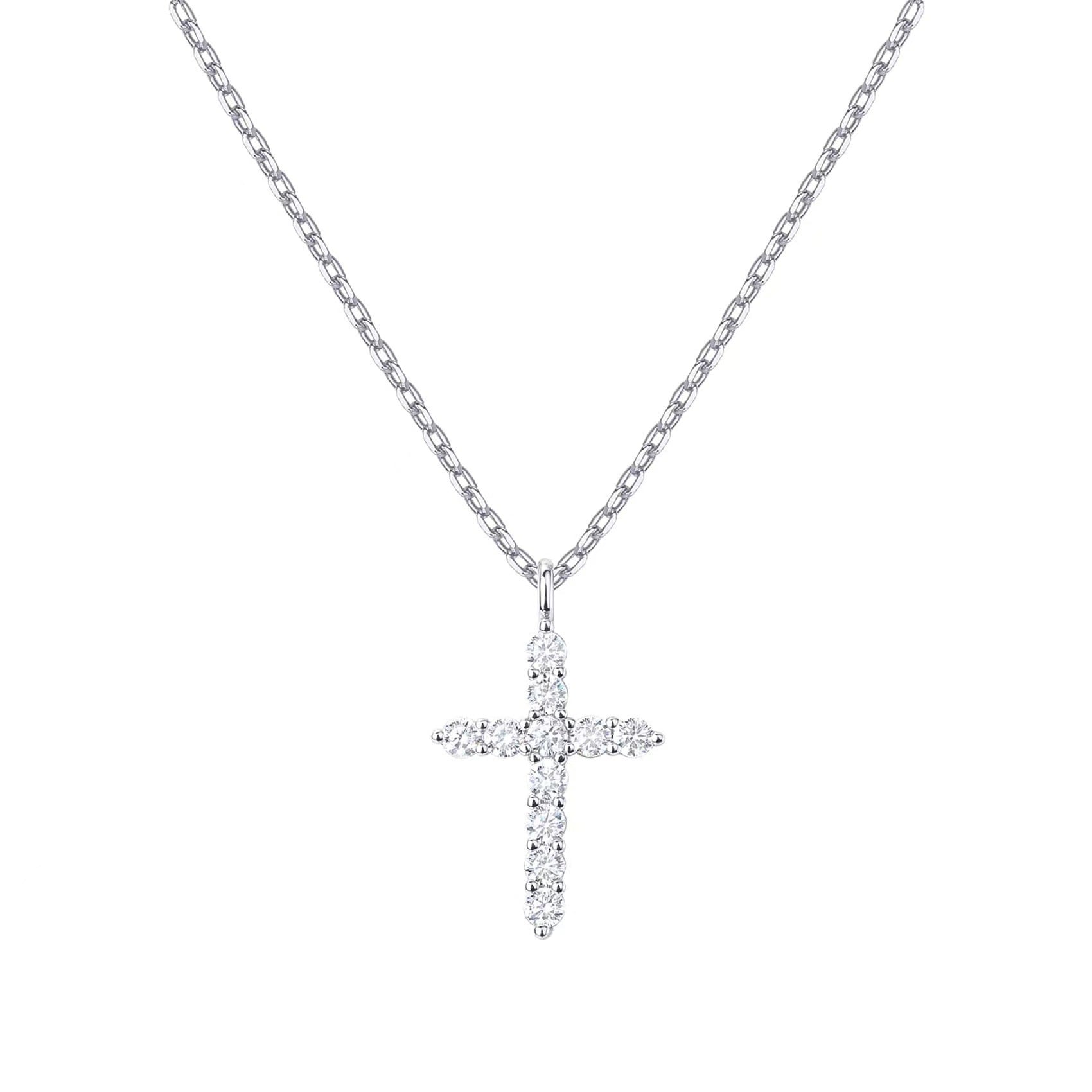 Sterling Silver full Diamond Cross Necklace