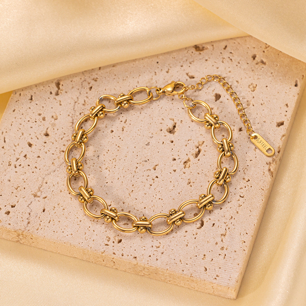 Titanium Steel Interlocking Chain Necklace & Bracelet Set