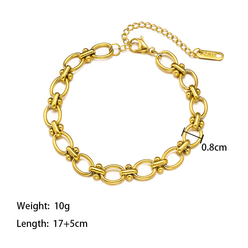 Titanium Steel Interlocking Chain Necklace & Bracelet Set