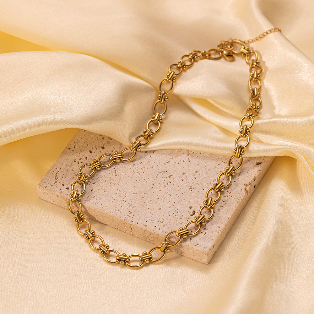Titanium Steel Interlocking Chain Necklace & Bracelet Set