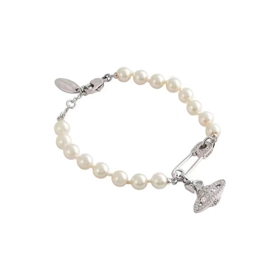 Saturn Pearl Brooch Necklace