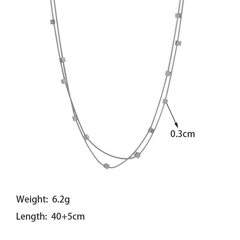 Square Double Layer Necklace Accessory