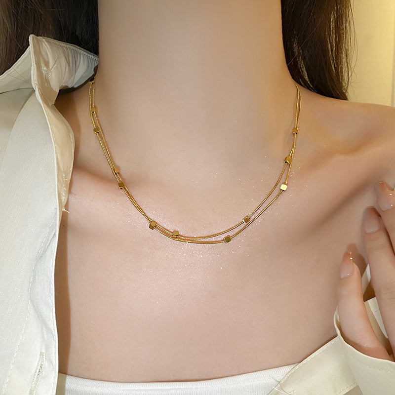 Square Double Layer Necklace Accessory