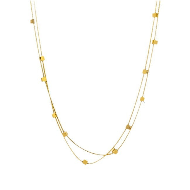 Square Double Layer Necklace Accessory