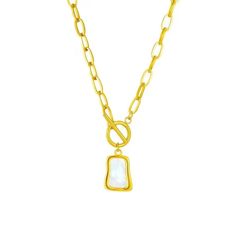 Geometric Titanium Steel OT Buckle Necklace
