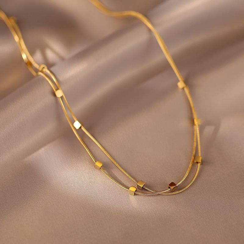 Square Double Layer Necklace Accessory