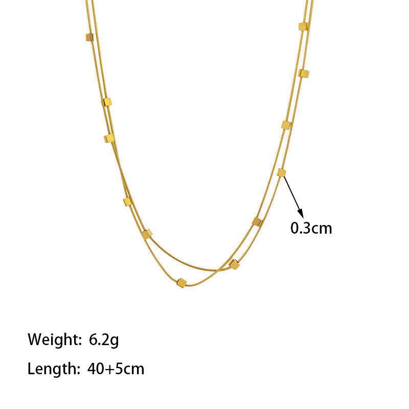 Square Double Layer Necklace Accessory