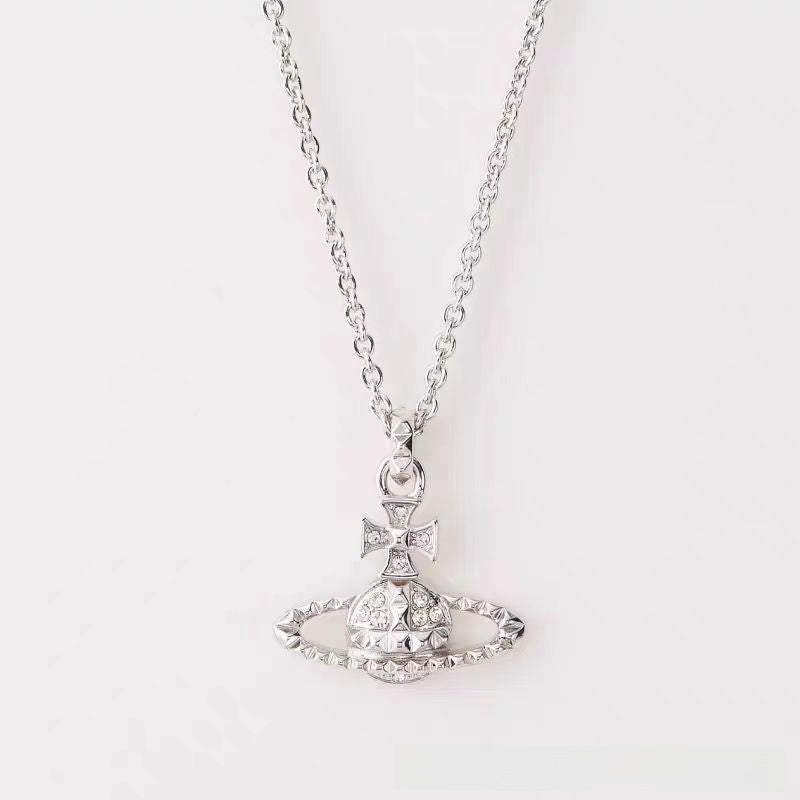Saturn Pearl Brooch Necklace