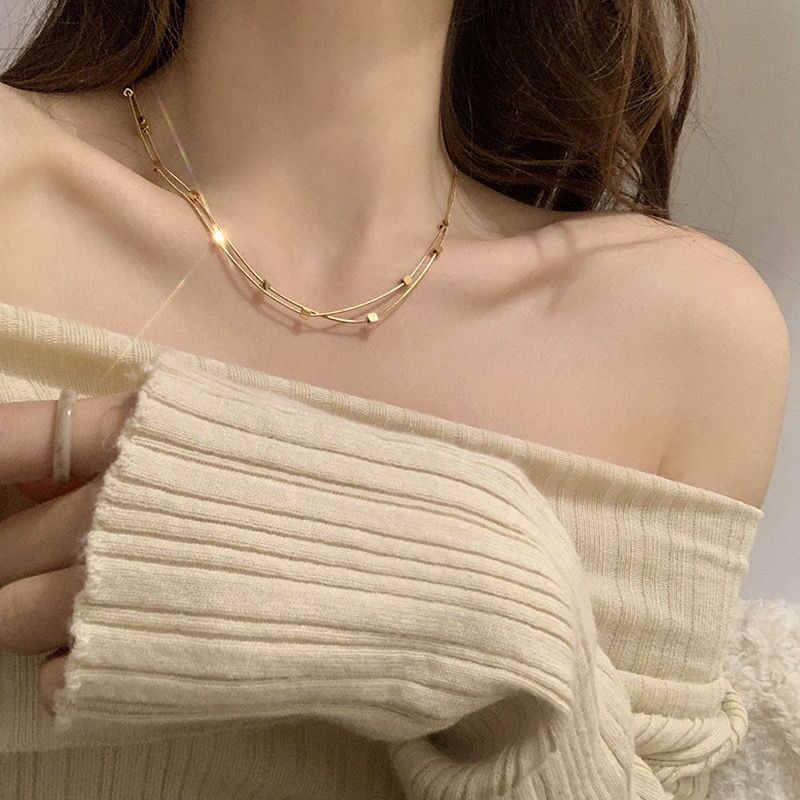 Square Double Layer Necklace Accessory