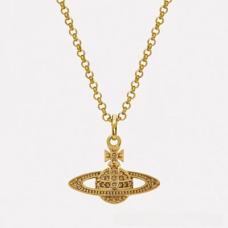 Saturn Pearl Brooch Necklace