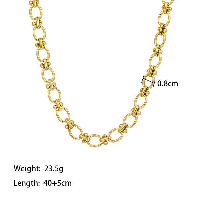 Titanium Steel Interlocking Chain Necklace & Bracelet Set